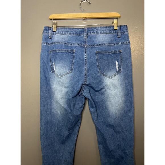 Denim & Rivets Jeans Womens 16 Blue Distressed Raw Hem Skinny Stretch Ankle - Picture 5 of 8